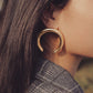 Jewelry Simple Punk Exaggerated Crescent Earrings Female Personality Retro Metal Hollow Earrings