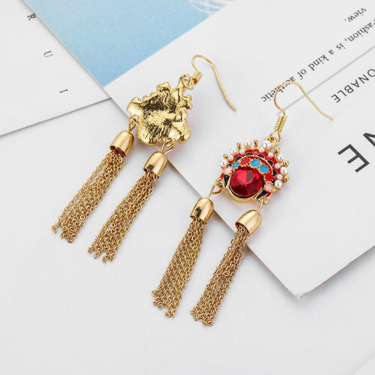 Personality Fashion Ear Jewelry Chinese Earrings Ancient Beijing Opera Mask Earrings