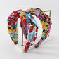 F4456 Exaggerated national floral headband fabric fold printing street style headband female