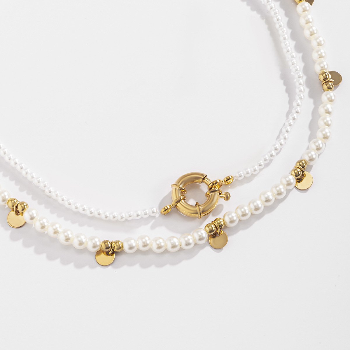 French retro millet grain pearl necklace femininity indifferent splicing metal chain clavicle necklace