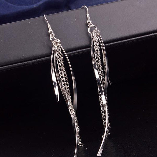 Simple retro long tassel earrings popular actress all-match earrings direct supply