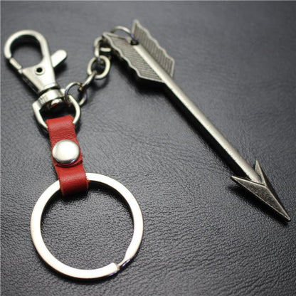 Large Arrow Alloy Pendant Leather Keychain Retro Key Ring Pendant Korean Wave Jewelry
