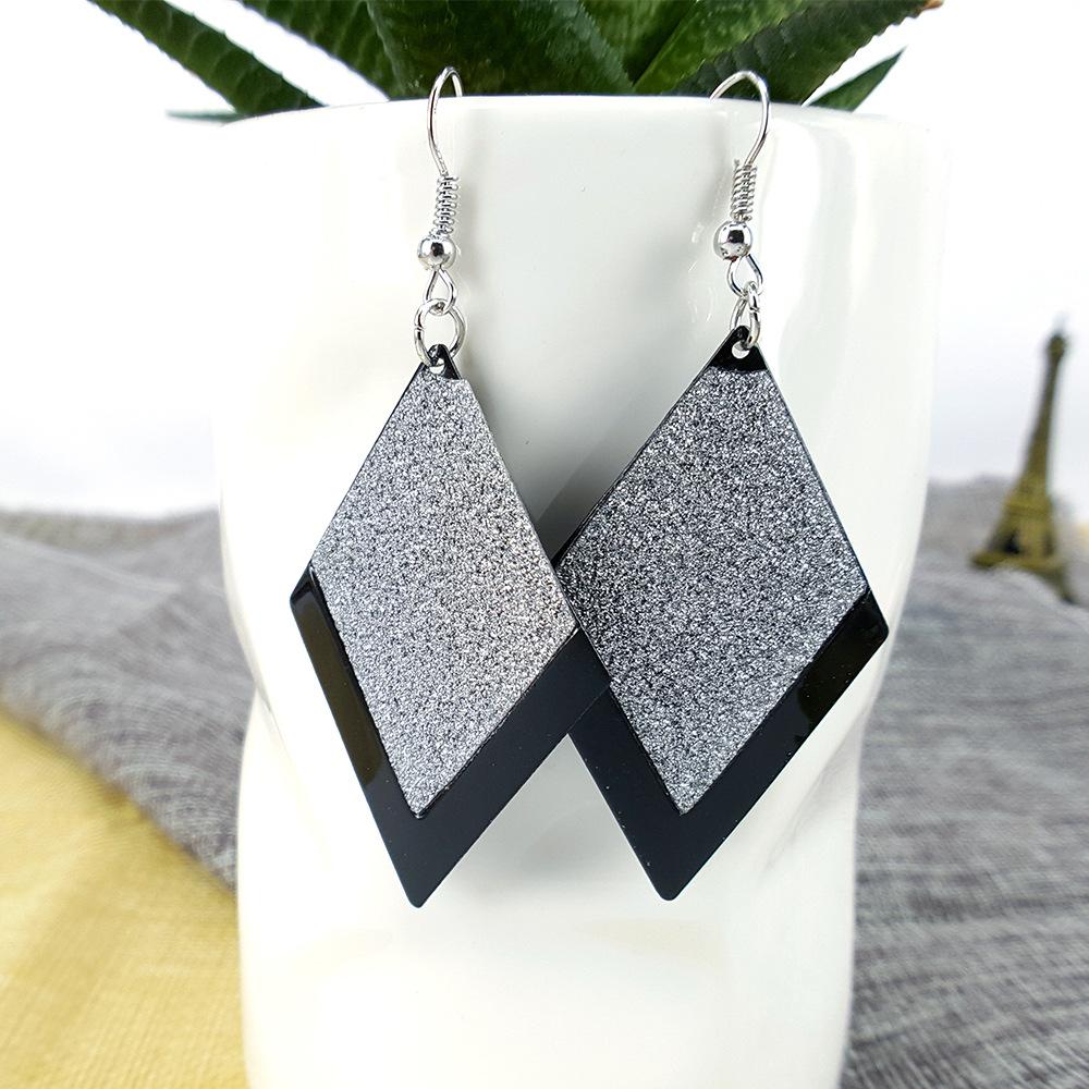 Fashion creative rhombus frosted geometric earrings female simple girl heart ear jewelry accessories earrings