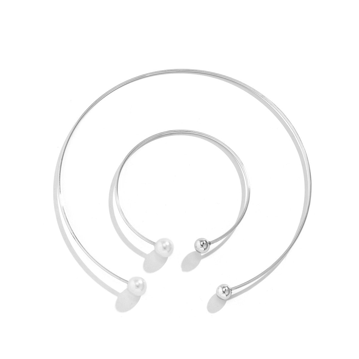 Jewelry Temperament Imitation Pearl Single Layer Metal Necklace Simple Bead Pendant Clavicle Collar Female