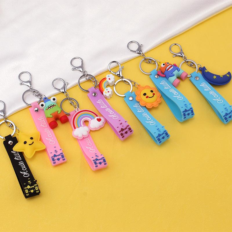 Toy Story cartoon key chain monster pendant car key pendant rainbow sun polymer clay bag chain