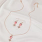 Set Jewelry Cute Pink Cat's Eye Goldfish Necklace Personality Cartoon Earrings Women's Pendant Clavicle Chain