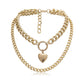 Heart Pendant Necklace Double Ring Women's Jewelry Necklace Retro Creative Accessories