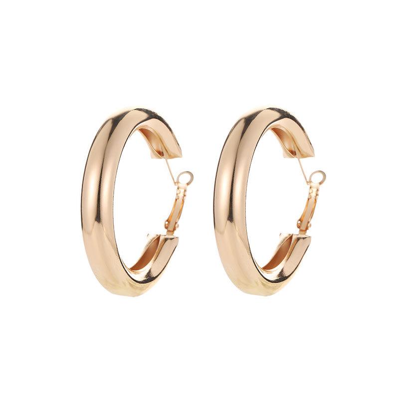 Fashion OL all-match golden geometric round big earrings female exaggerated Ruili circle earrings