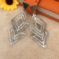 Geometric Hollow Earrings Women's Multi-level Rhombus Versatile Ripple Earrings Girls' Heart Jewelry