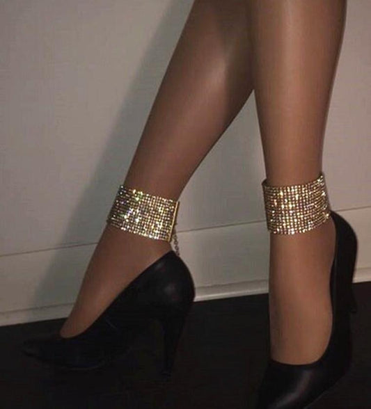 Jewelry Punk Exaggerated Fashion Sexy Night Foot Jewelry Full Diamond Multilayer Ankle Chain Female