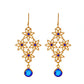 Ins retro creative hollow flower earrings fashion bohemian blue crystal rhombus earrings earrings