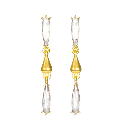 Ins super flash zircon water drop earrings women's French light luxury long tassel earrings temperament Internet celebrity earrings trend