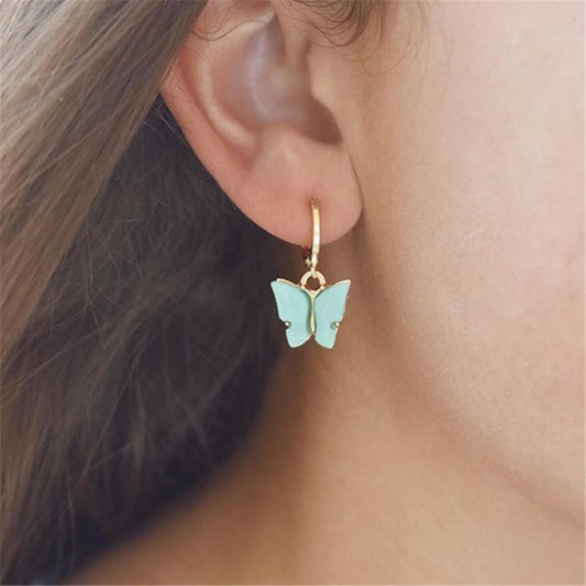 Jewelry Fashion Color Acrylic Butterfly Earrings Personality Butterfly Ear Buckle For Women