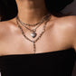 Jewelry Creative Geometric Thick Chain Tassel Necklace Female Open Heart OT Buckle Mixed Element Necklace