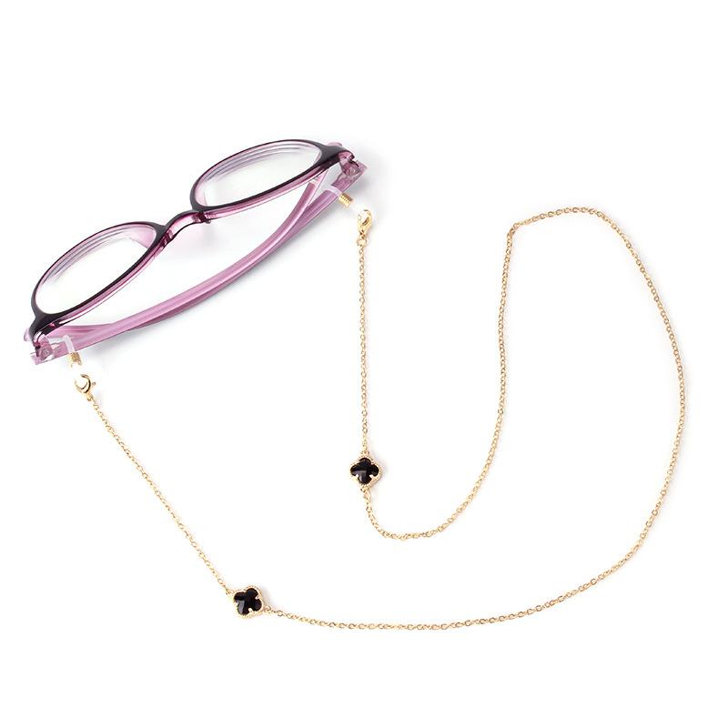 Simple four-leaf clover glass diamond jewelry metal chain sunglasses chain non-slip mask decorative hanging chain