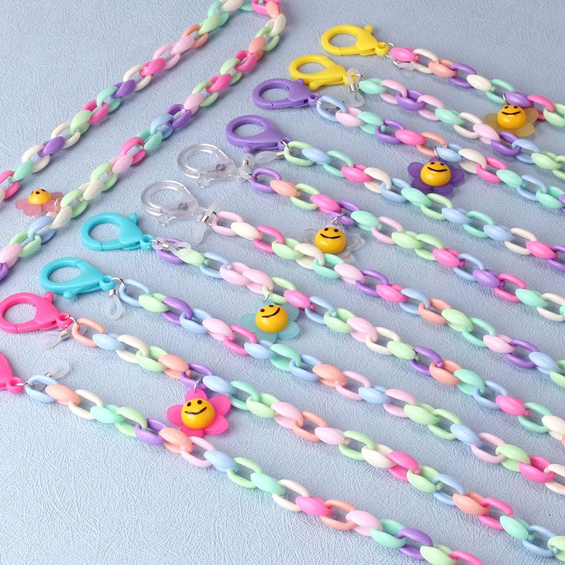 Candy Contrast Color Acrylic Mask Chain Anti-Le Flower Glasses Chain Anti-lost Rope Children Adult Universal