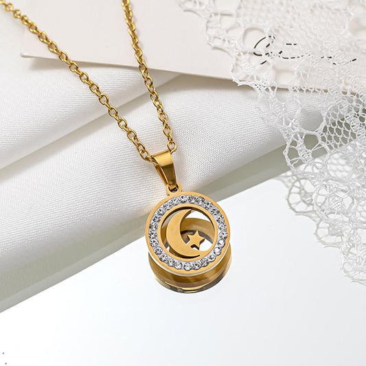 Fashion Xingyue Titanium Steel Couple Necklace Female Micro-inlaid Gem Versatile Stainless Steel Pendant Jewelry