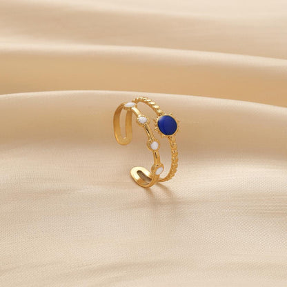 Exquisite light luxury niche design women's stainless steel opening adjustable color sun star ring