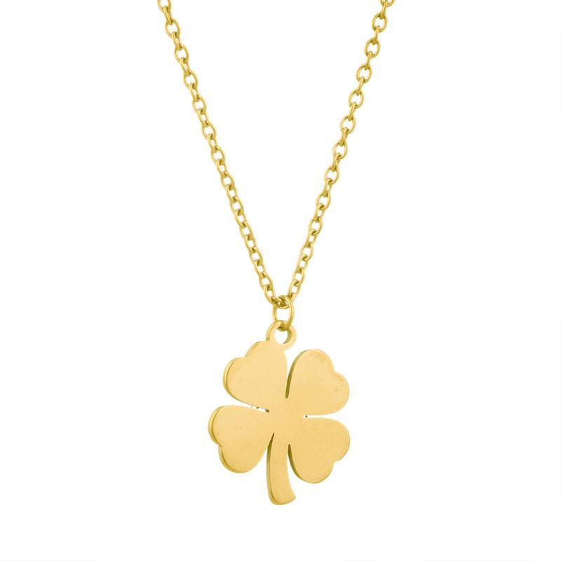 Titanium steel glossy lucky four-leaf clover necklace female fashion light luxury item small jewelry Valentine's Day gift