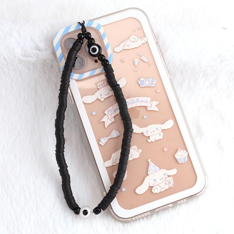 Ins personality fashion handmade color soft pottery mobile phone lanyard devil's eye decorative bag chain female