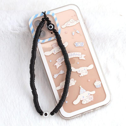 Ins personality fashion handmade color soft pottery mobile phone lanyard devil's eye decorative bag chain female