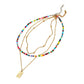 Bohemian Multi-layer Fashion Colorful Rice Beads Metal Pendant Necklace Women Jewelry