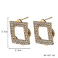 All-match square full diamond earrings fashion rhombus temperament simple and exquisite sparkling diamond ladies earrings