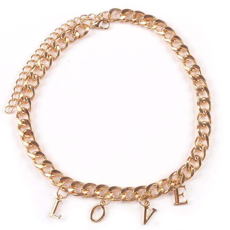 Jewelry Metal Thick Chain Necklace Niche Design Fashion Light Luxury Letter Clavicle Chain