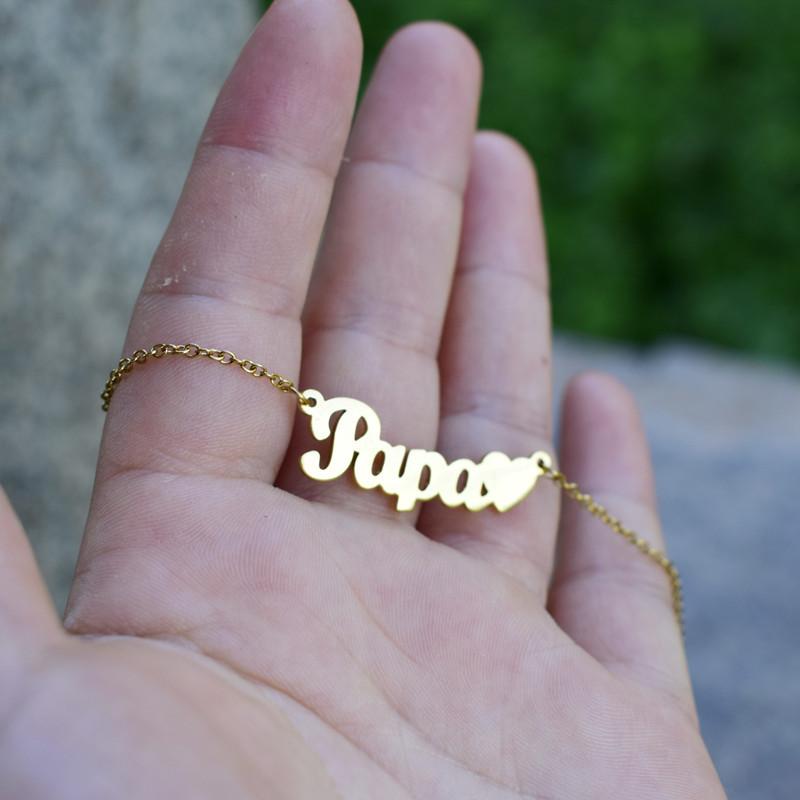 Papa Stainless Steel Alphabet Necklace Female "I Love Dad" Father's Day Gift Necklace