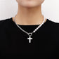Jewelry Stitching Chain Mix and Match Beaded Imitation Pearl Necklace Cross Fritillary Pendant Necklace Light Luxury