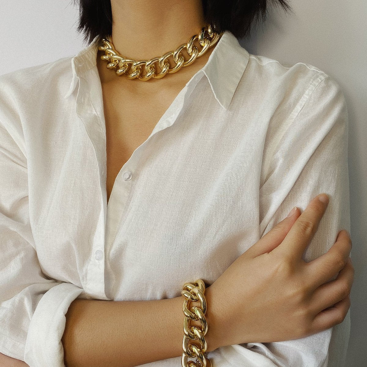 Jewelry Frosty Retro Single Layer Necklace Female Simple Versatile Cross Chain Set Necklace