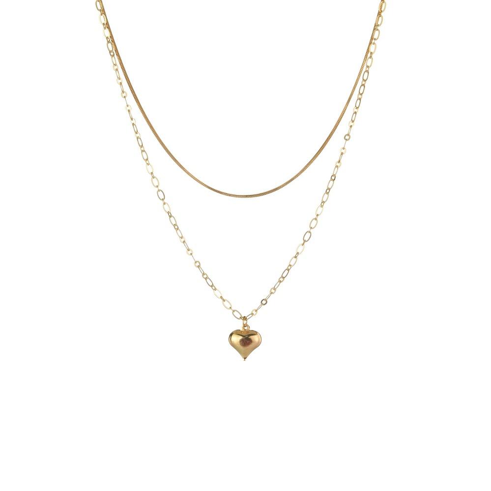 Simple Fashion Heart Necklace Vintage Double Layer Necklace Accessories