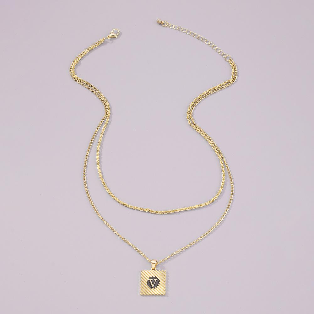 N838 fashion cold texture alloy necklace female simple trend hair geometric letter collarbone chain