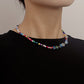 Jewelry colorful glass beads devil's eye rice bead necklace necklace cool niche design sense necklace