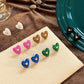 ins enamel drop oil inlaid love earrings fashion temperament niche design peach heart earrings simple earrings