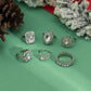 Jewelry Retro Light Luxury Diamond Gemstone Ring Set Fashion Trend Geometric Metal Ring Female