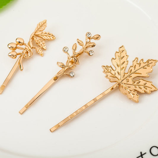 Simple leaf hair clip female sweet and fresh maple leaf side clip hair accessories