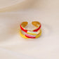 Creative stainless steel ring personality color graffiti open ring cute retro versatile fashion women