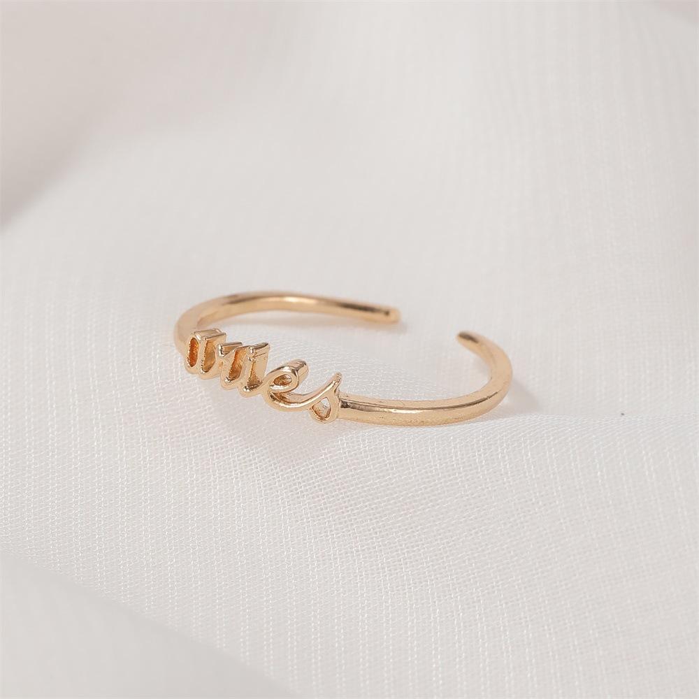 Jewelry Personality Simple Twelve Constellation Ring Alphabet Ring Ladies Open Index Finger Single Ring