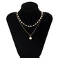 Jewelry Personality Round Pendant Thin Chain Necklace Simple Temperament Imitation Pearl Double Layer Necklace Female