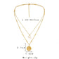 Personalized fashion stainless steel double stacked stitching golden freshwater pearl coin necklace collarbone chain