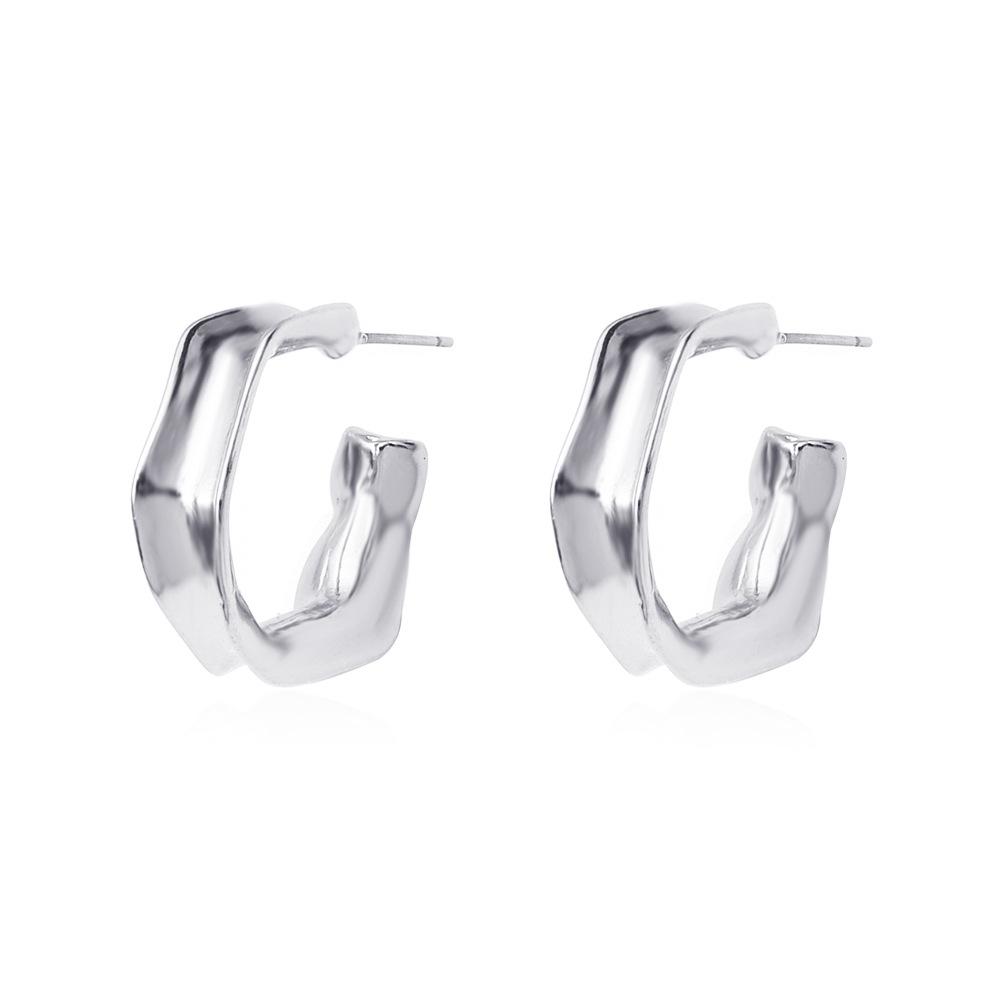 Exaggerated C-shaped geometric earrings ins cold personality retro metal earrings earrings female