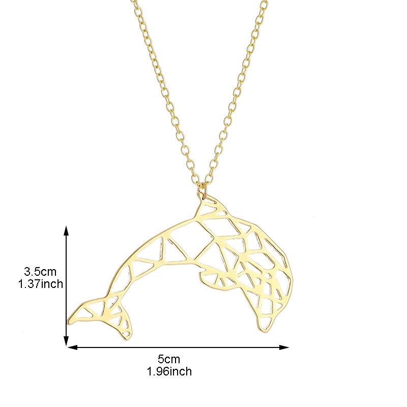 Popular Creative Hollow Great White Shark Dolphin Necklace Female Personality Necklace Electroplated Gold and Silver