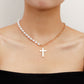 Jewelry simple stitching chain imitation mother-of-pearl cross pendant necklace female cold necklace