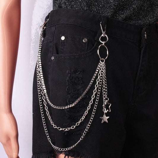 Multi-layer personality hip-hop punk pants chain unisex versatile temperament five-pointed star pendant waist chain