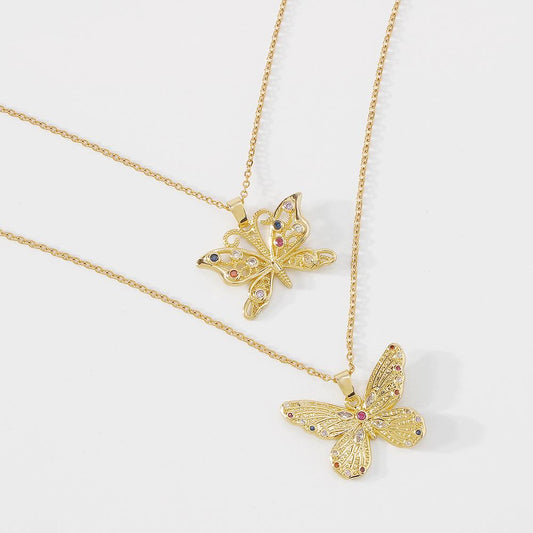 ZN11 Fashion Color Butterfly Necklace Simple Hollow Personality Necklace Temperament Elegant Clavicle Chain Female