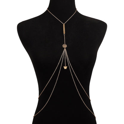 C366 Jewelry Simple Metal Sexy Geometric Body Chain Rose Butterfly Night Waist Chain