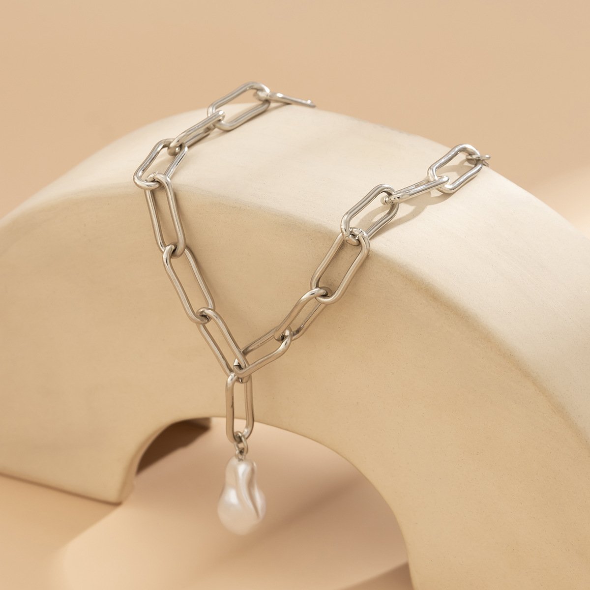 Jewelry Simple Cross Chain Baroque Imitation Pearl Anklet Female Versatile Metal Beach Footwear