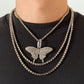 Jewelry Metal Texture Full Diamond Big Butterfly Necklace Hip Hop Simple Diamond Chain Men's and Women's Necklace