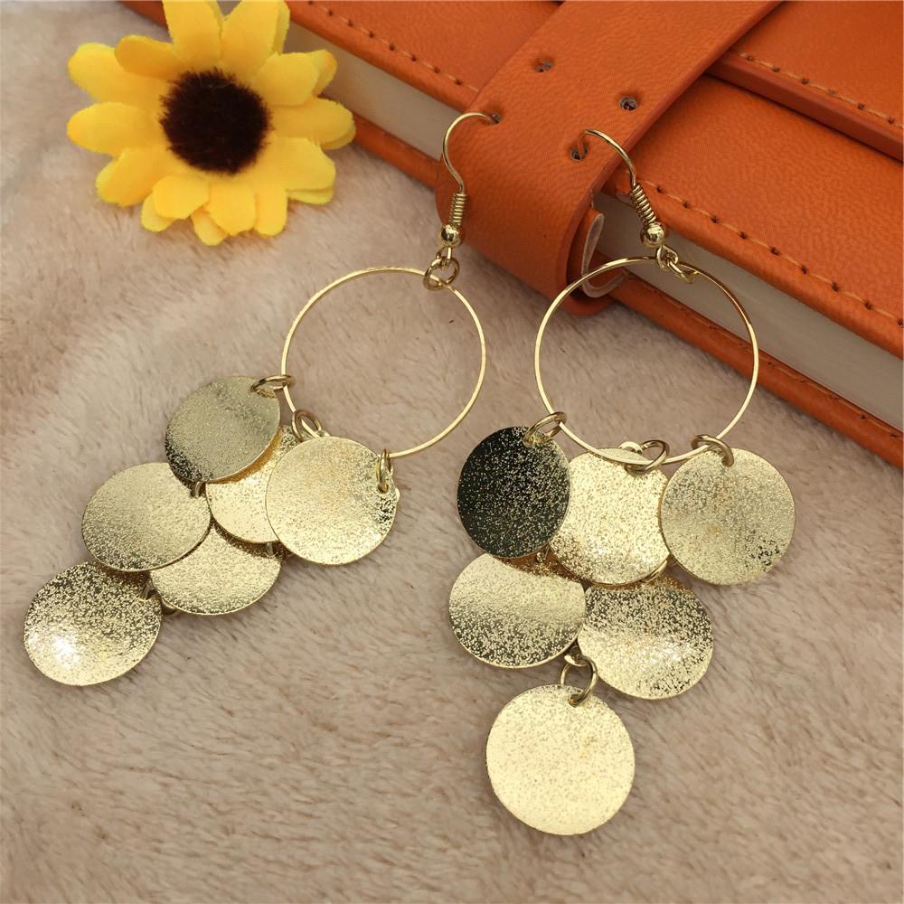 Jewelry Frosted Metal Sequin Disc Ladies Earrings Ring Earrings Earrings Stud Earrings